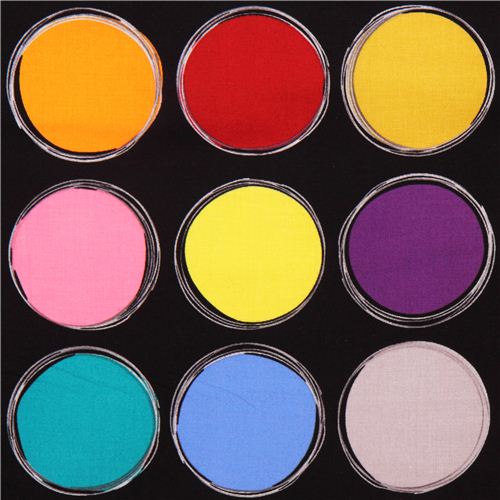 Tela negra tapadera crculo lunar Paint Lids de Michael Miller Tela