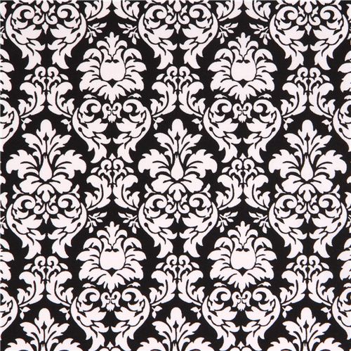 Tissu Michael Miller Petite Dandy Damask noir coll. Petite Paris, ornements Tissu