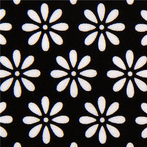 schwarzer Riley Blake Stoff mit Blumen Gänseblümchen 1