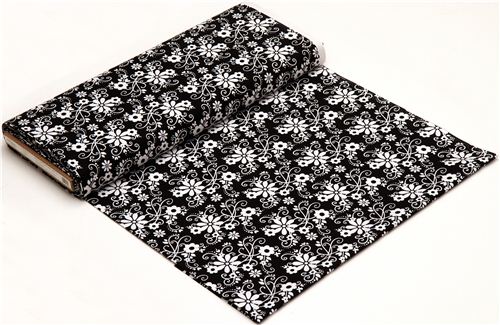 black Riley Blake fabric with flowers & embellishments 3