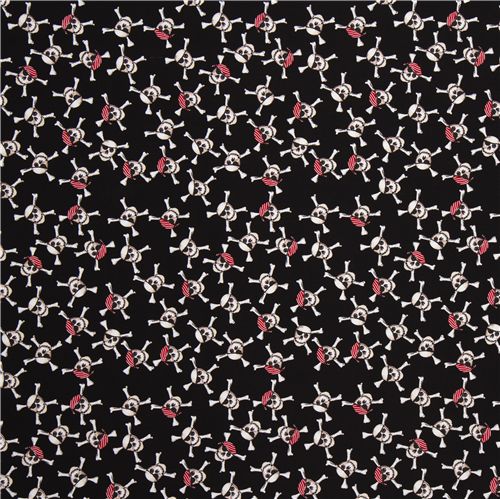 black Riley Blake pirates skull fabric 2
