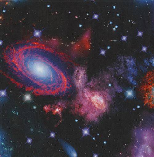 Tela negra espacio universo estrella de Robert Kaufman Stargazers Digital Print Tela