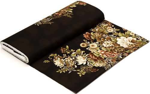 schwarzer Robert Kaufman Stoff mit Asia Blumen & Bordüre 6