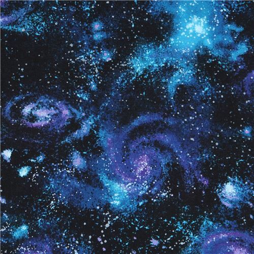 Resto de (47 x 112 cm) - Tela negra con espacio exterior galaxia estrella Robert Kaufman Stargazers
