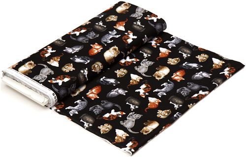 black Timeless Treasures fabric cat USA 3