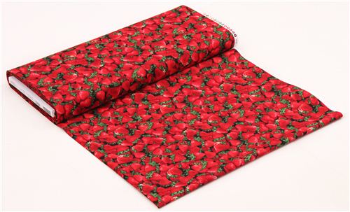 Remnant 32 cm - black and red strawberry fabric by Timeless Treasures from the USA 3