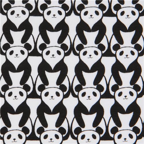 Tissu jersey noir et blanc avec des pandas Tissu