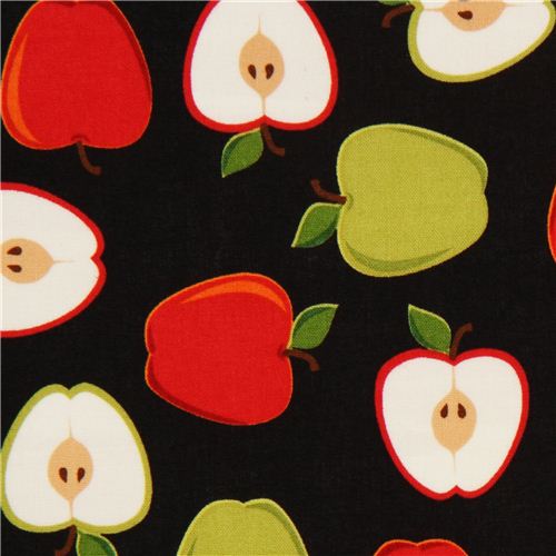 black apple fruit fabric by Robert Kaufman from the USA Fabric