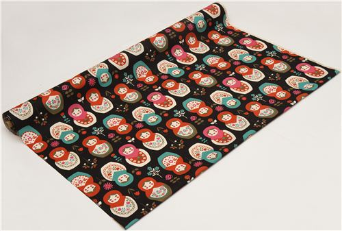 schwarze grosse Matroschka Puppen Kokka Stoff Babuschka 3