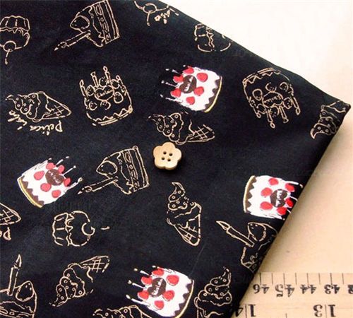 schwarzer Kuchen Stoff Törtchen Eiscreme 0,5m