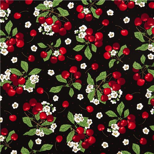 black cherry & cherry blossom fabric by Timeless Treasures 2