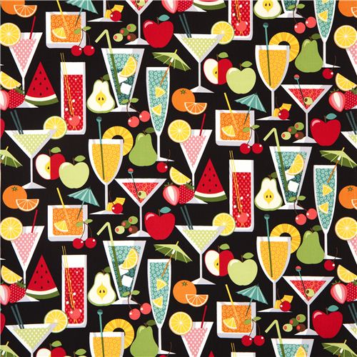 black cocktail & fruit fabric by Timeless Treasures USA 2
