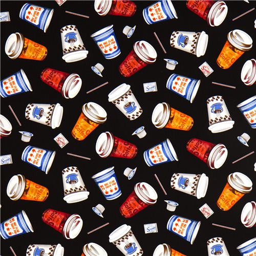 black coffee cups Timeless Treasures fabric from the USA 2