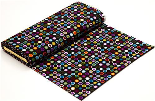 Rimanenza di (37 x 114 cm) - Tessuto nero con pois tipo ruote dentate di Alexander Henry 3