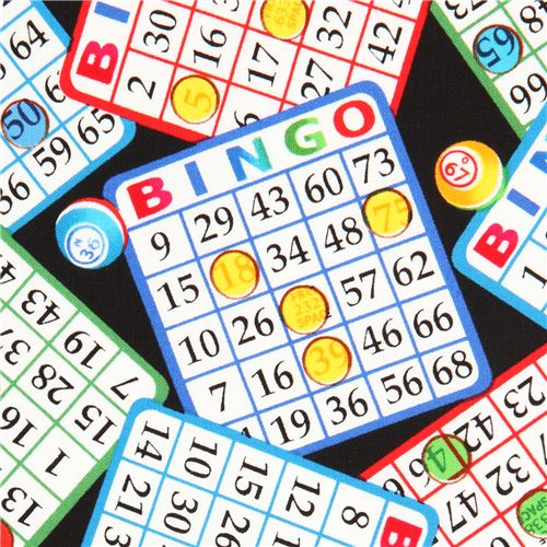black bingo card retro fabric Timeless Treasures USA Fabric