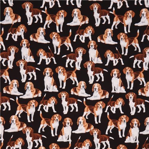 Remnant (18 x 112 cm) - black cute beagle dog animal fabric by Timeless Treasures  5