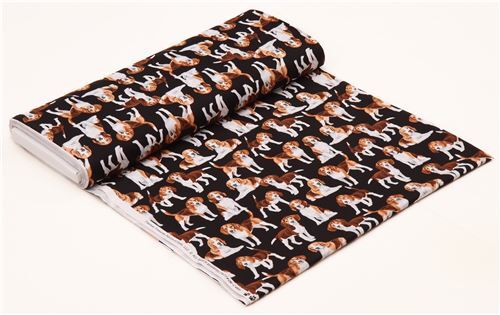 Remnant (18 x 112 cm) - black cute beagle dog animal fabric by Timeless Treasures  6