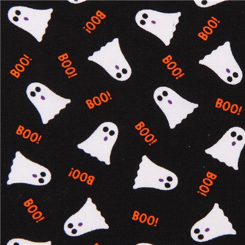 Tela negra lindo fantasma de Halloween deTimeless Treasures Tela