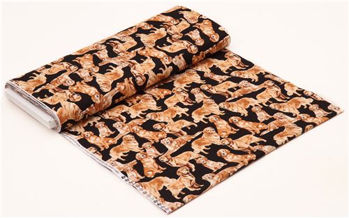 Stoffrest (46 x 112 cm) - Schwarzer süßer Golden Retriever Hund Tier Stoff von Timeless Treasures 4