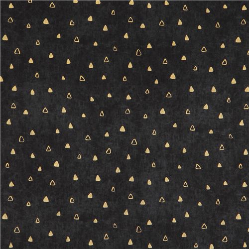 Remnant 45 cm - black dark grey triangle gold metallic fabric Robert Kaufman Gustav Klimt 2