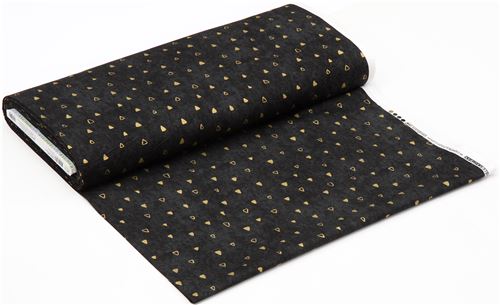 Remnant 45 cm - black dark grey triangle gold metallic fabric Robert Kaufman Gustav Klimt 3