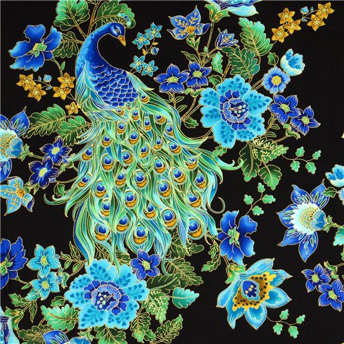 Royal Plume Beautiful Peacock Flowers Fabric