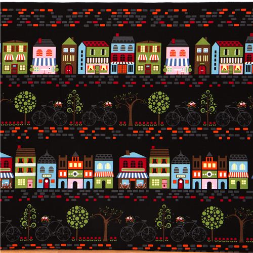 black designer fabric with cafe bike street house 2