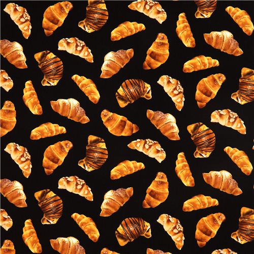 black designer fabric with croissants pastry 2