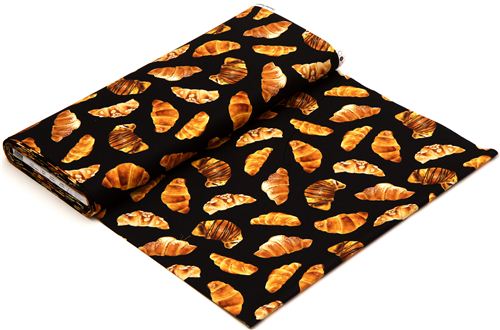 black designer fabric with croissants pastry 3
