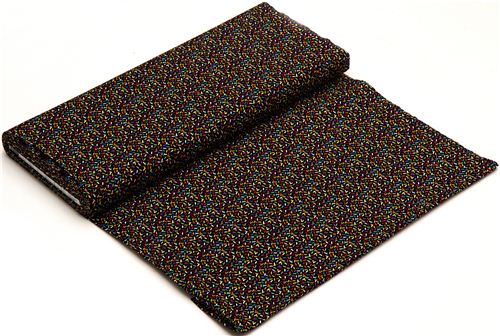 black designer fabric with funny colourful sprinkles 3