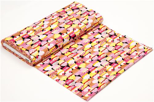 black designer fabric with packed cupcakes USA 3