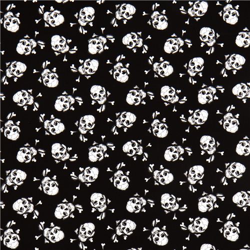 black designer fabric with retro skulls from the USA 2