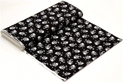 black designer fabric with retro skulls from the USA 3
