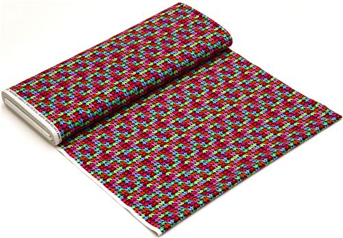 schwarzer Designer Stoff mit kleinen bunten Elefanten 3