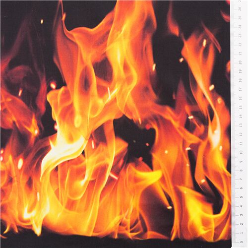 Remnant (19 x 112 cm) - black double border fire fabric by Robert Kaufman 6