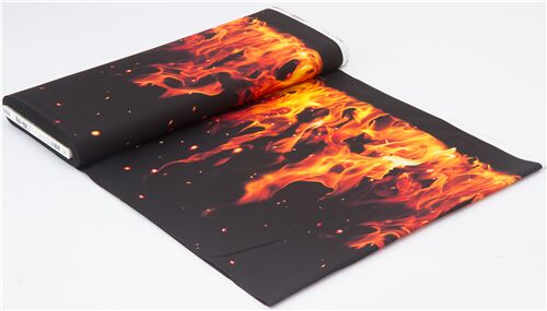 Remnant (19 x 112 cm) - black double border fire fabric by Robert Kaufman 7