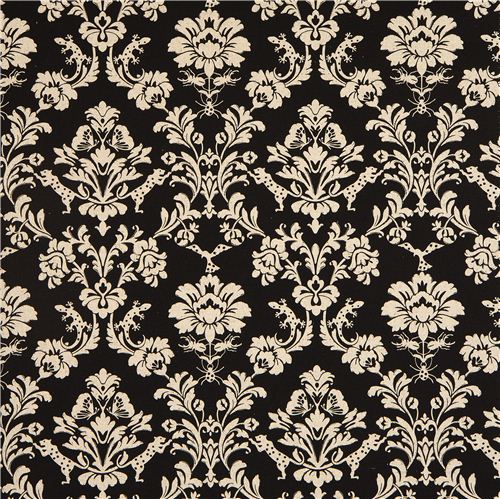 schwarzer echino Canvas Stoff Gothic Leopard & Ornament 2