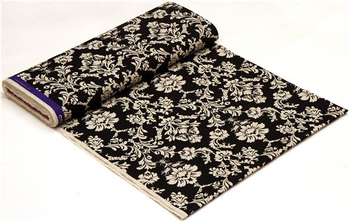 schwarzer echino Canvas Stoff Gothic Leopard & Ornament 3