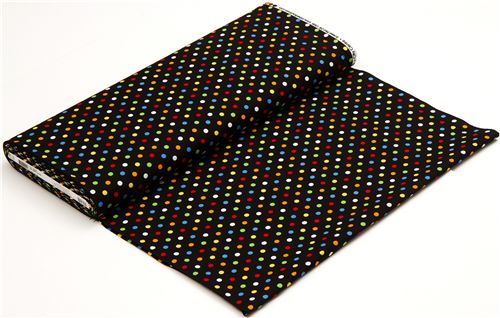 schwarzer Stoff bunte Polka Dot Punkte von Robert Kaufman 3
