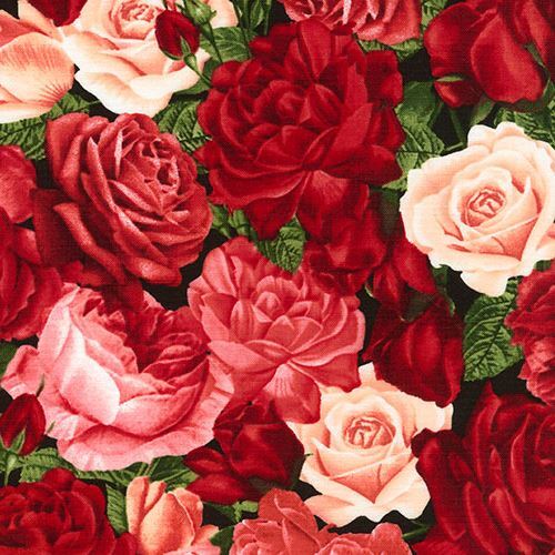 black fabric with rose flower by Timeless Treasures modeS4u