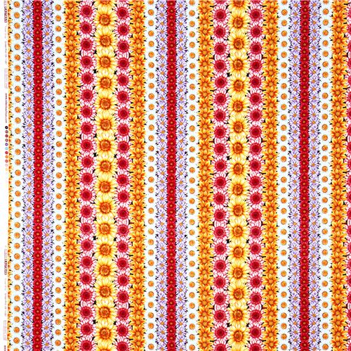 black fabric with rows of flowers Robert Kaufman 2