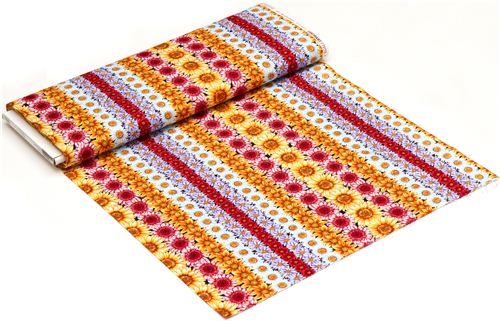 black fabric with rows of flowers Robert Kaufman 3