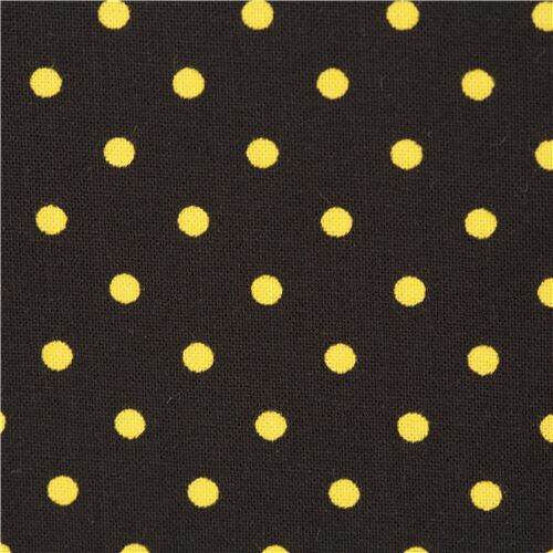 black fabric with yellow polka dots by Timeless Treasures Fabric