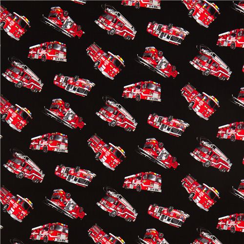 black fire truck fabric by Timeless Treasures from the USA 2
