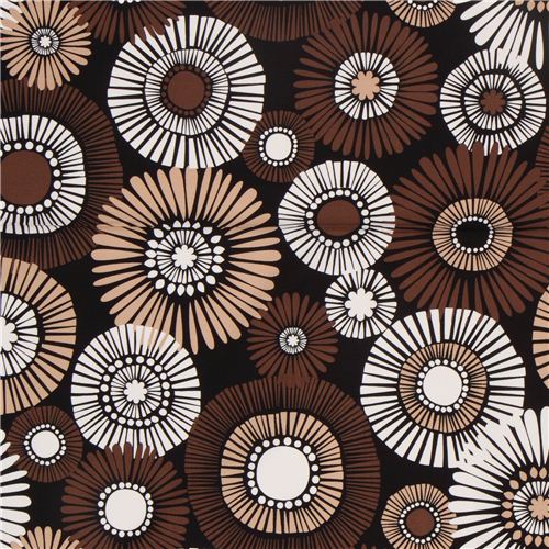schwarzer Blumen Stoff von Michael Miller braun Stoff