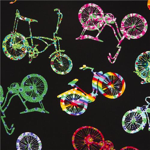 black flowered bikes fabric by Timeless Treasures Fabric