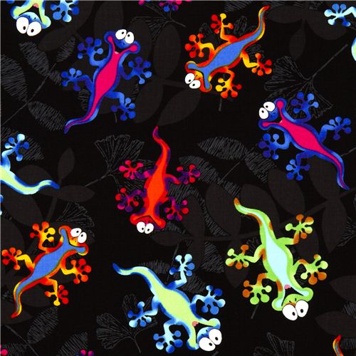 schwarzer Gecko Designer Stoff aus den USA 1