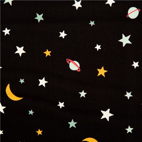 Tela negra espacial con estrellas que brillan en la oscuridad de Michael Miller Tela