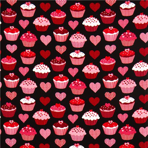 black heart cupcake fabric by Robert Kaufman 2