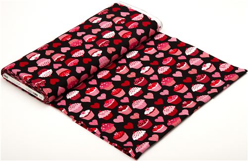 black heart cupcake fabric by Robert Kaufman 3
